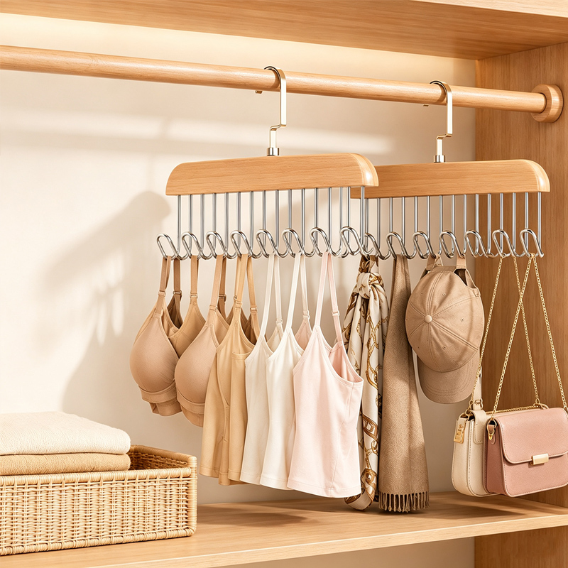 Men'S Accessories Wardrobe - Appendiabiti in legno Portacravatte Portaoggetti da