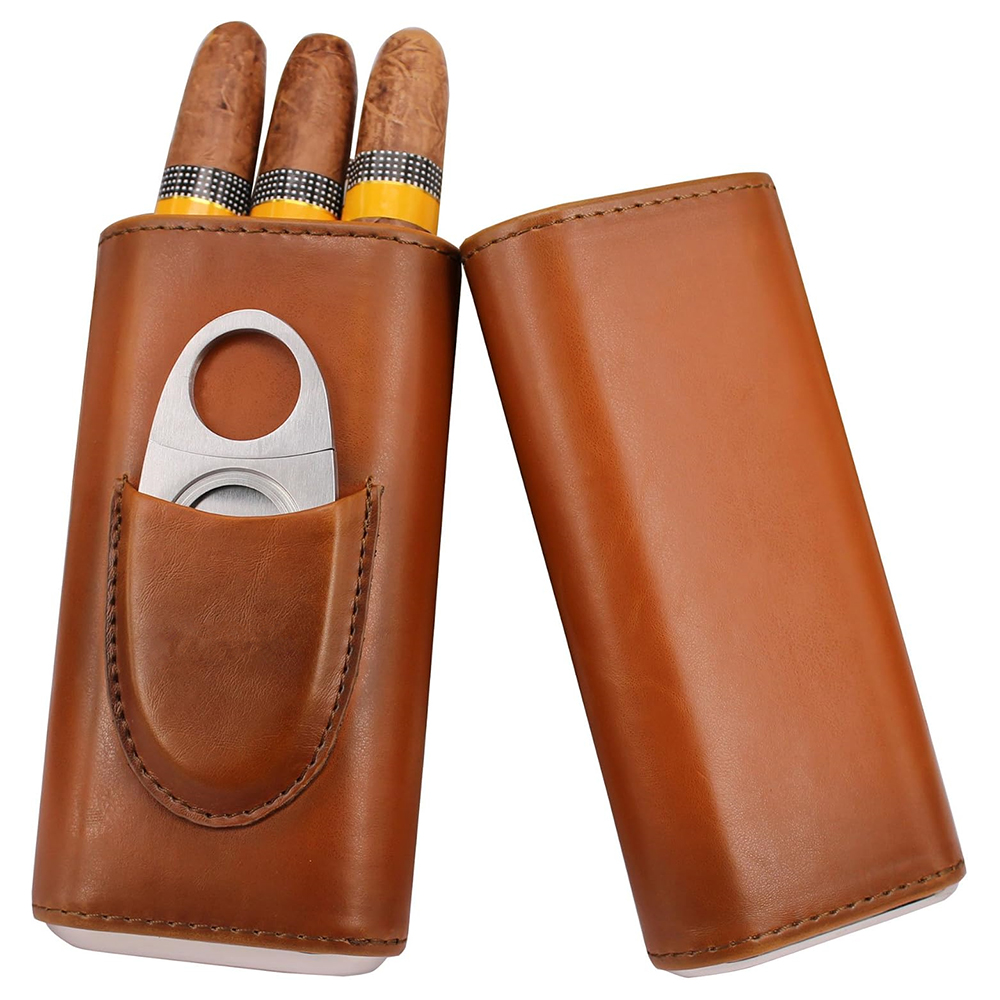 Cigar Cutter Set - LMETJMA Portasigari in Pelle a 3