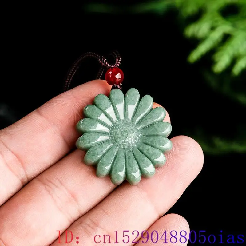 Men Accessories Jewelry - Collana con ciondolo girasole giadeite verde