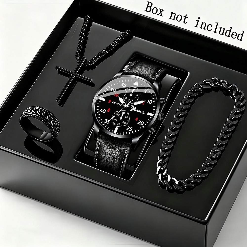 Men Accessories Ring And Bracelet - Elegante Set di 4 Pezzi per