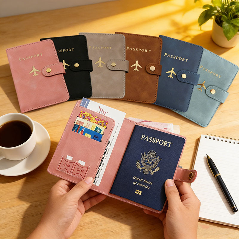 Men'S Accessories Essentials - Porta Passaporto in Pelle con Cerniera