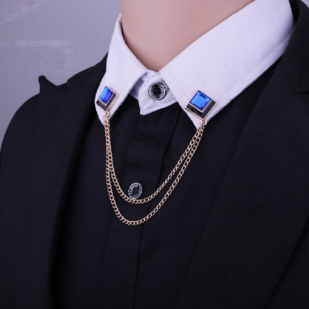 Men Accessories Brooch - Spilla con Catena di Cristalli e