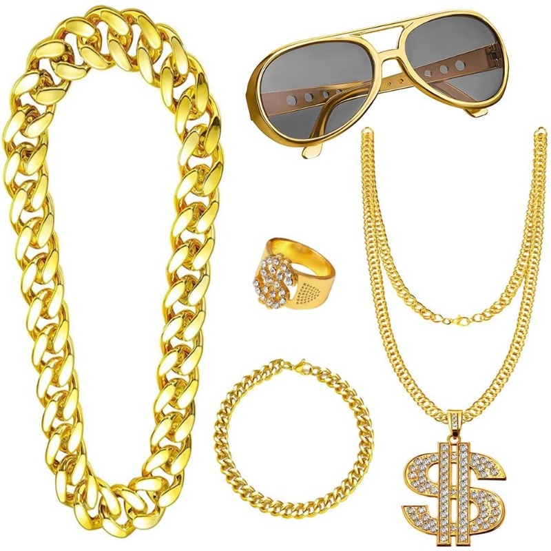 Men Accessories Ring And Bracelet - Kit costume hip hop da 5