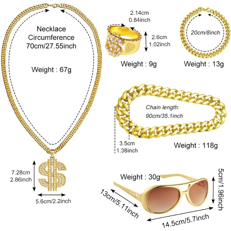 Kit costume hip hop da 5 pezzi - Men Accessories Ring And Bracelet recensione e prezzo